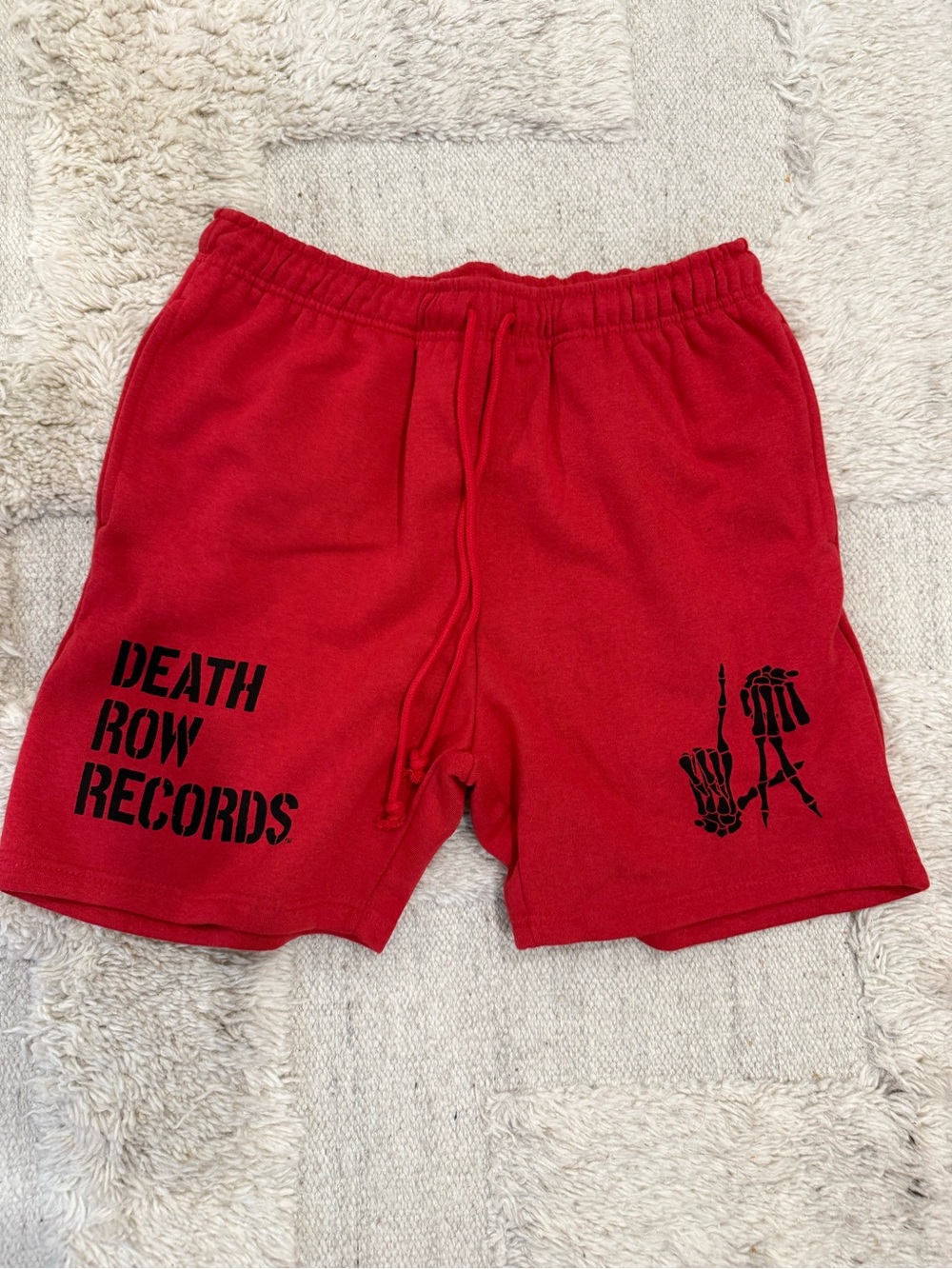 Red Graphic Athletic Shorts with Logo Print